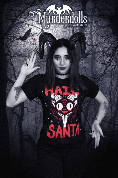 PREVENTA CAMISETA HAIL SANTA NEGRA MANGA CORTA.